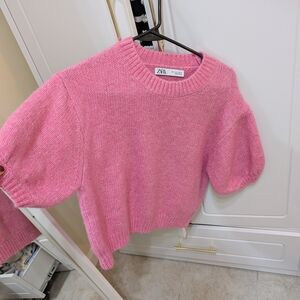 Zara Vibrant Pink Crew Neck Sweater